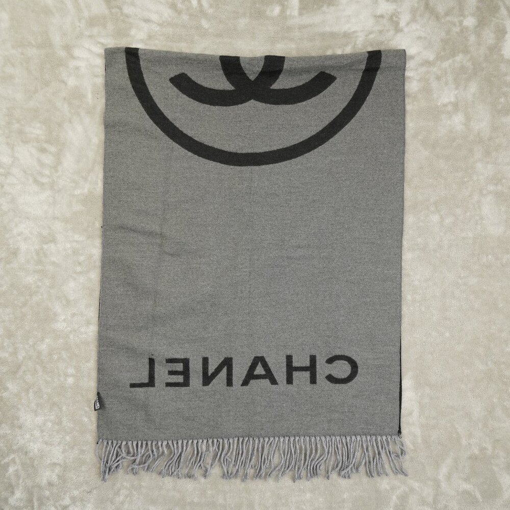 Chanel Double CC Interlocking Logo Wrap Scarf Bla… - image 5